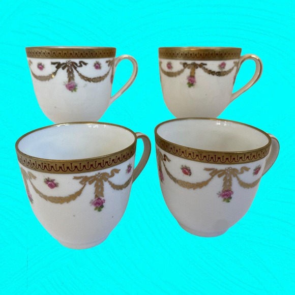 Antique MZ AUSTRIA Demitasse Cups and Saucers For 4 and 2 Extra Saucers - Picture 10 of 11